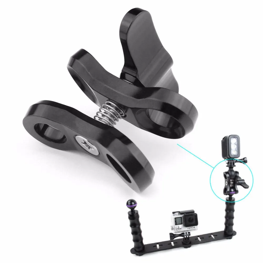 All-mental Diving Flash Lights Ball Butterfly Clip Arm Clamp Mounting 1 inch For Gopro Xiaoyi Underwater Tray Bracket Ball Fix