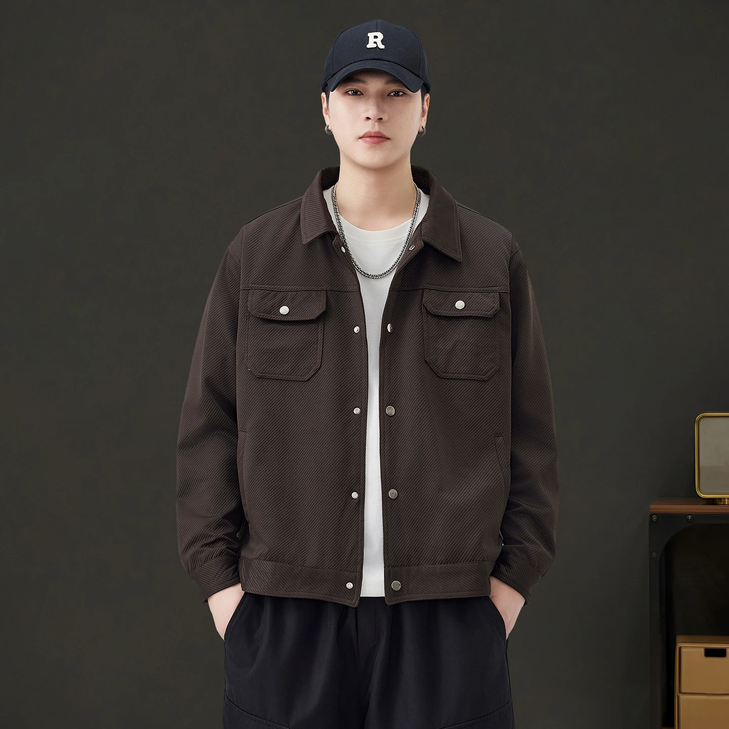 

Сплошной цвет, осенне-зимняя новая базовая рабочая одежда, американская модная свободная куртка, мужская куртка y2k, мужские куртки