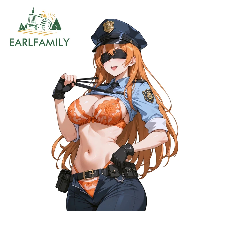 

EARLFAMILY Police Uniform Female Car Stickers and Decals Personality Rearview Mirror Decals Suitable for Auto Car Refrigerators