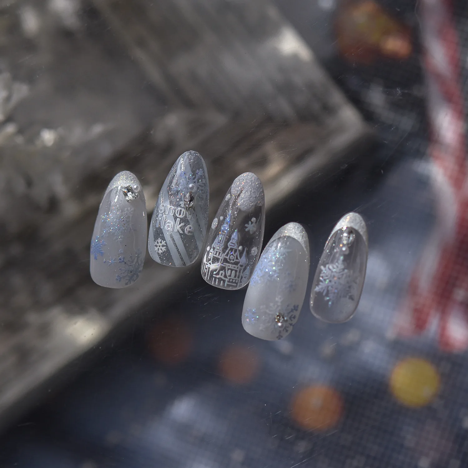 Dreamy Glitter flocon de neige bonhomme de neige haute qualité hiver Nail Art autocollant Design décoration décalcomanies bricolage manucure T-5488