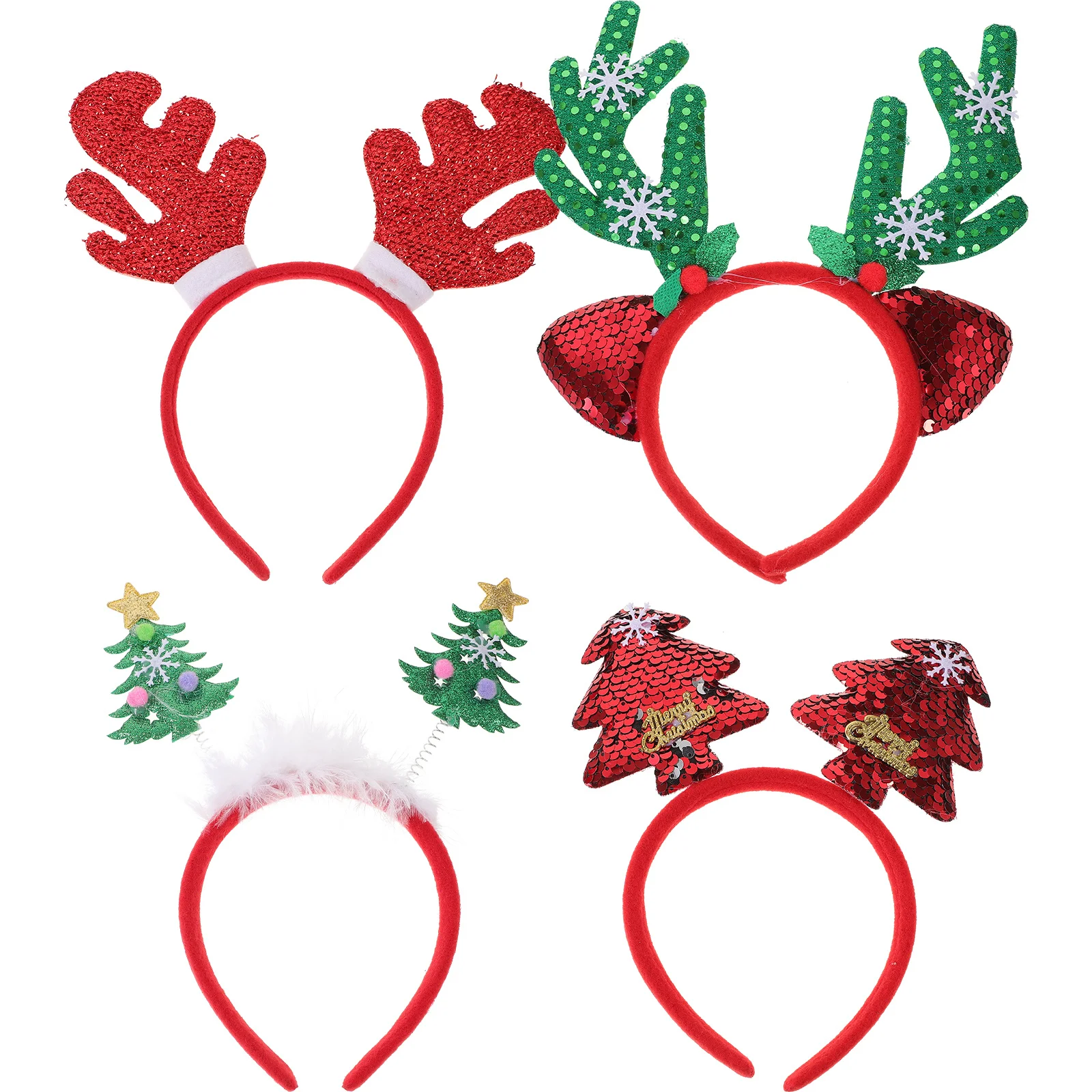 

4Pcs Christmas Headband Reindeer Antler Tree Hair Hoop Soft Comfortable Xmas Party Supplies Christmas Headband