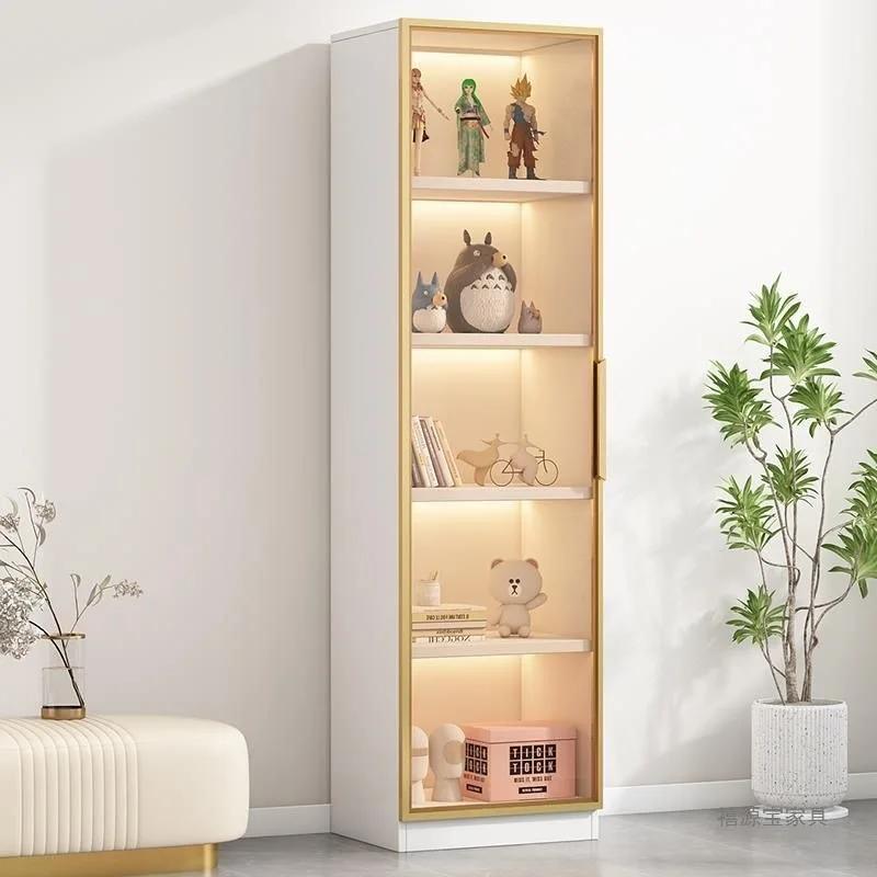 

Bookcase Display Cabinet Movable Floor-to-ceiling Integrated Composition Storage Wine Cabinet Household Living Room Narrow Side
