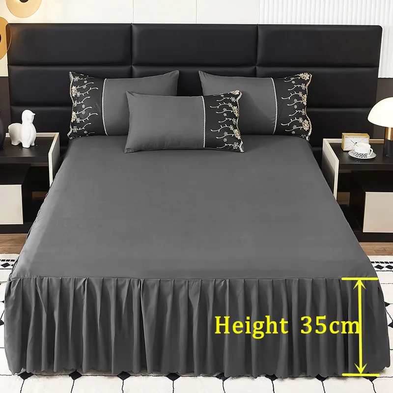 Bonenjoy Plain Color Bed Skirt Breathable Bed Cover Single/Queen/King Size Bedspread Home Mattress Cover narzuty (No Pillowcase)