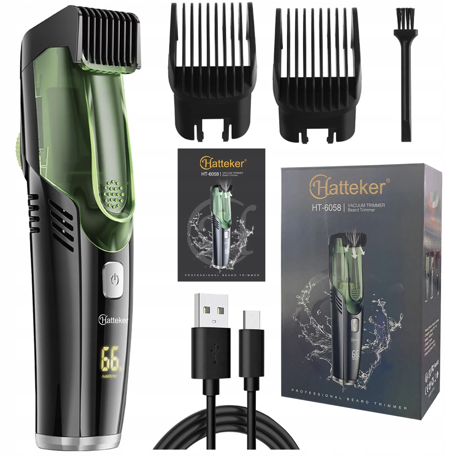 Hatteker Men's Electric Shaver Multi-Function Home Use Full Body Washable Hair Remover Machine with Automatic Hair Absorption