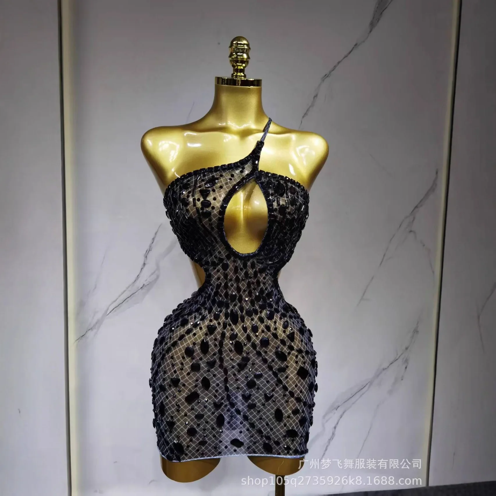 New 2026  Fall Outfit for One Shoulder, Luxurious Bright Diamond, Backpack, Hip Skirt, Cocktail Party, Bar, Band, Female Singer