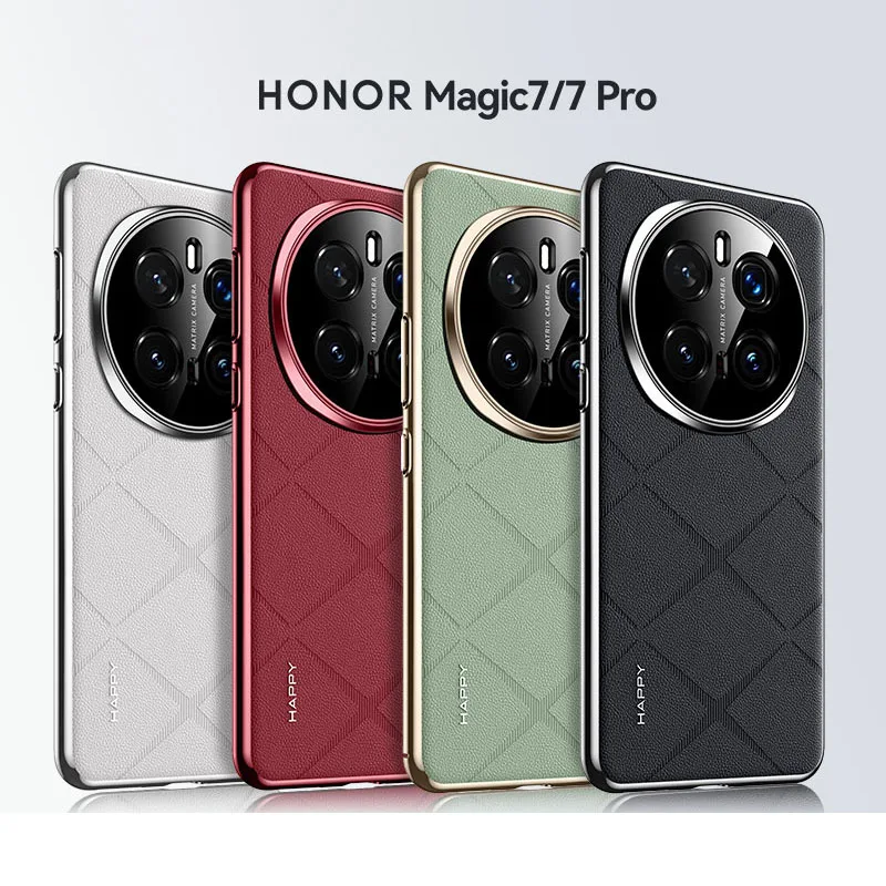 

Fashion Leather Back Electroplated Hard PC Cover Case For Honor Magic 7 Pro 6 Pro Huawei Mate 60 50 40 Pro RS