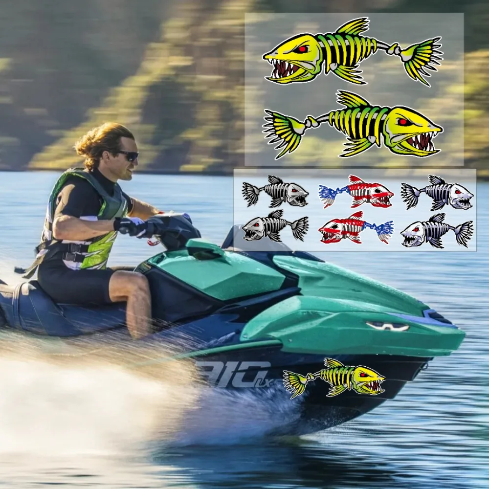 Adesivos para Jet Ski, Adesivo de Espinha de Peixe, Adesivo de Esqueleto com Bandeira, Bandeira Patriótica de Vinil, Decalque para Caiaque e Barco de Pesca para SX-R ST Ultra 160 160LX 310