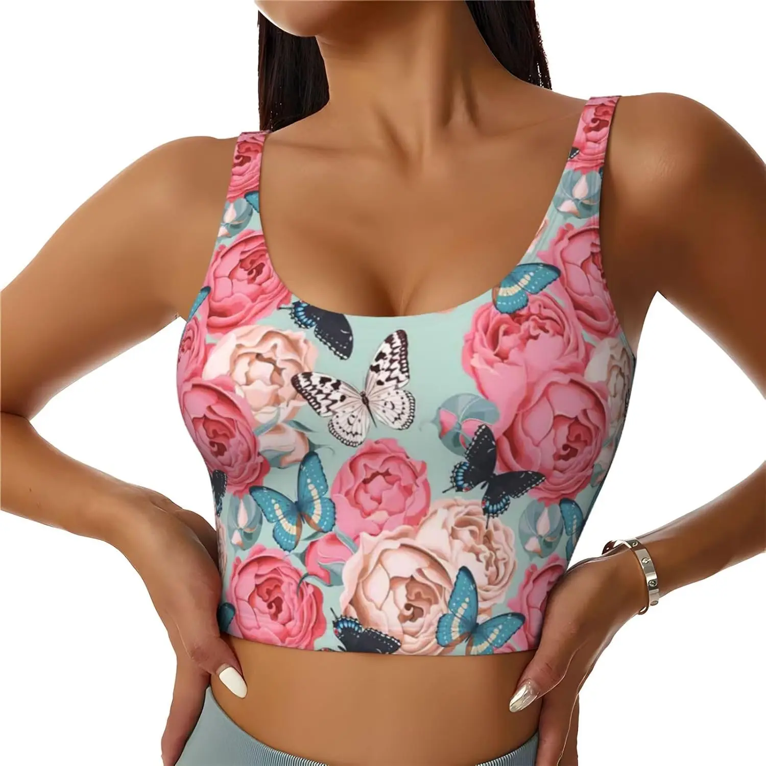

Colorful Flowers Print Lightweight Summer to Winter Fashion Women Sports Vest Yoga Workout Vest for Women