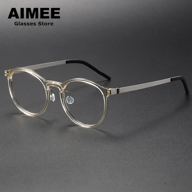 الدنمارك العلامة التجارية الرجعية الجولة التيتانيوم خلات النظارات الإطار للرجال والنساء ، خفيفة وصفة النظارات ، نظارات الضوء الأزرق البصرية #4