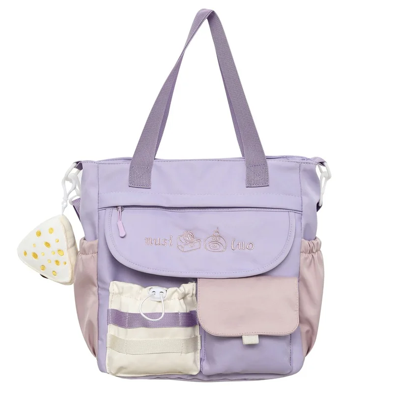 حقيبة كروس جميلة ذات ألوان متباينة ذات سعة كبيرة حقيبة يد من فئة الطالبات جميع أنواع حقيبة علاجية من النايلون كاواي