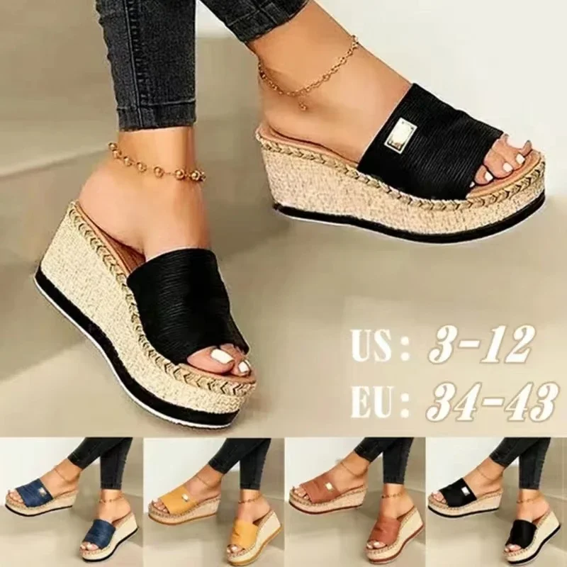 Summer Women Wedge Sandals Platform Flip Flops Soft Comfortable 2021 New Casual Shoes Outdoor Beach Slippers Ladies Sandals