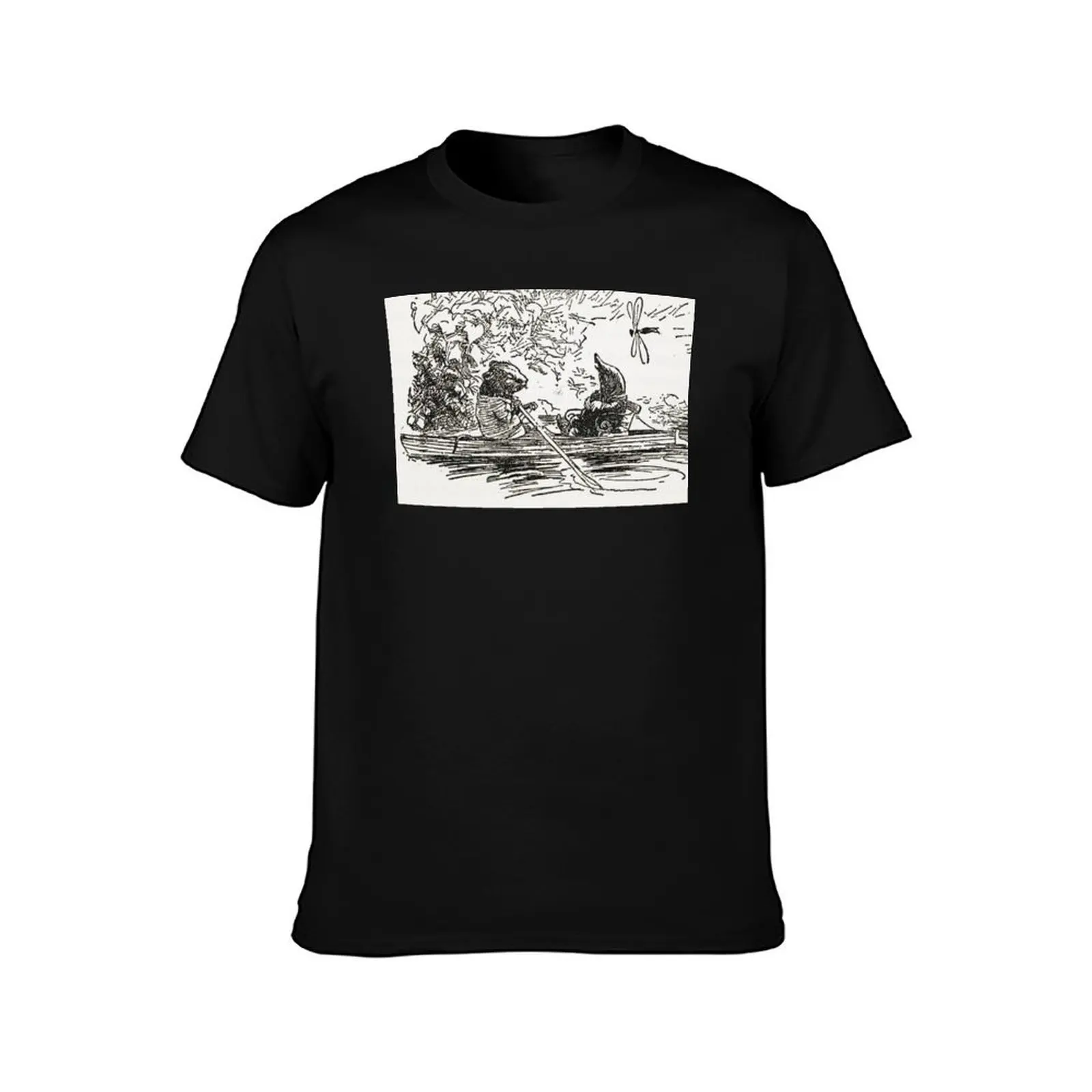 Ratty and Mole boating Wind in the Willows illustration - Arthur Rackham T-Shirt customizeds oversized t shirts for men