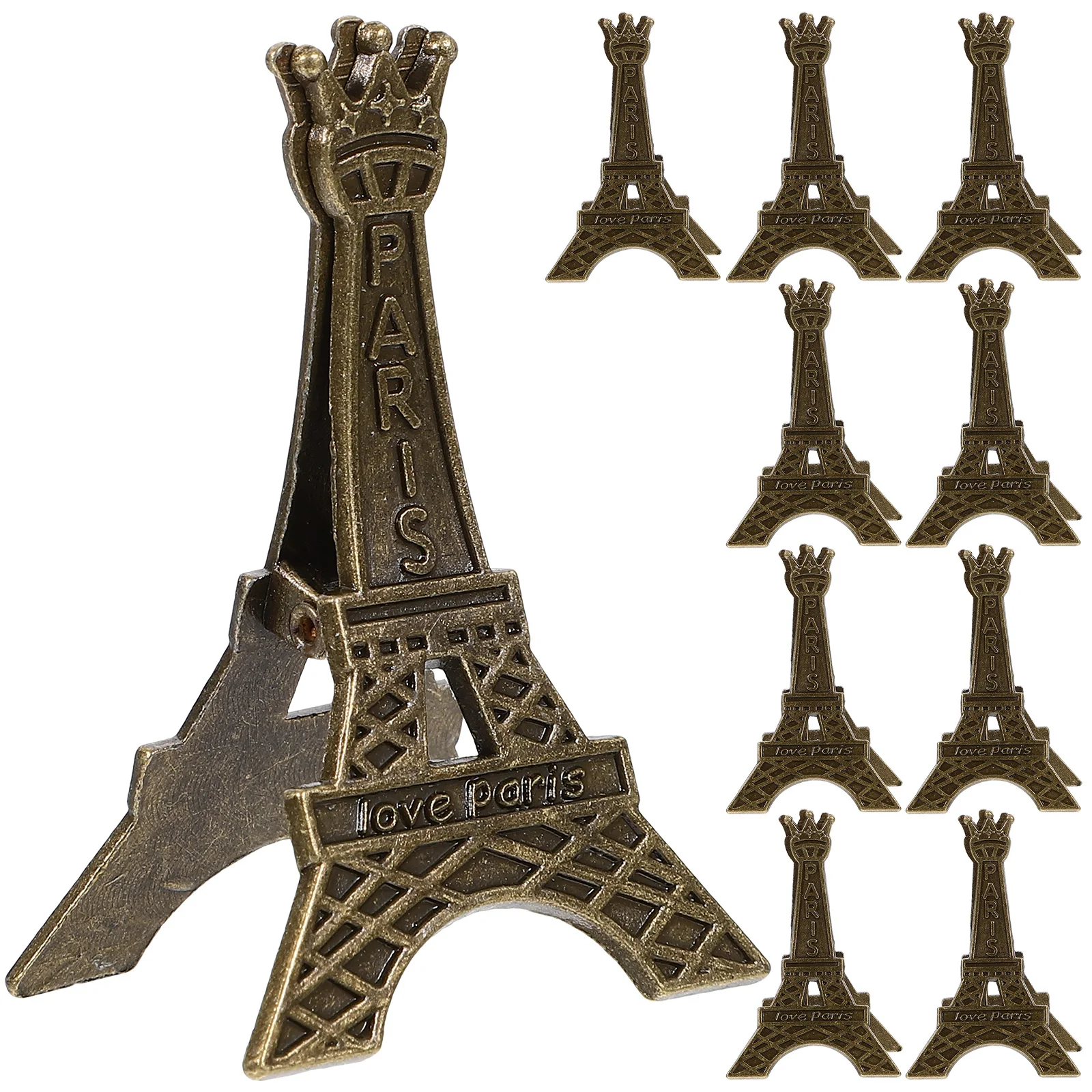 

10pcs Metal Eiffel Tower Card Holder Alloy Photo Stand Memo Clip for Wedding Table Number Decorative Display Place