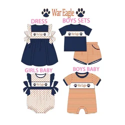 Wholesale Kids School Outfits Girls Dress Boys Set Baby Romper Baby Bubble