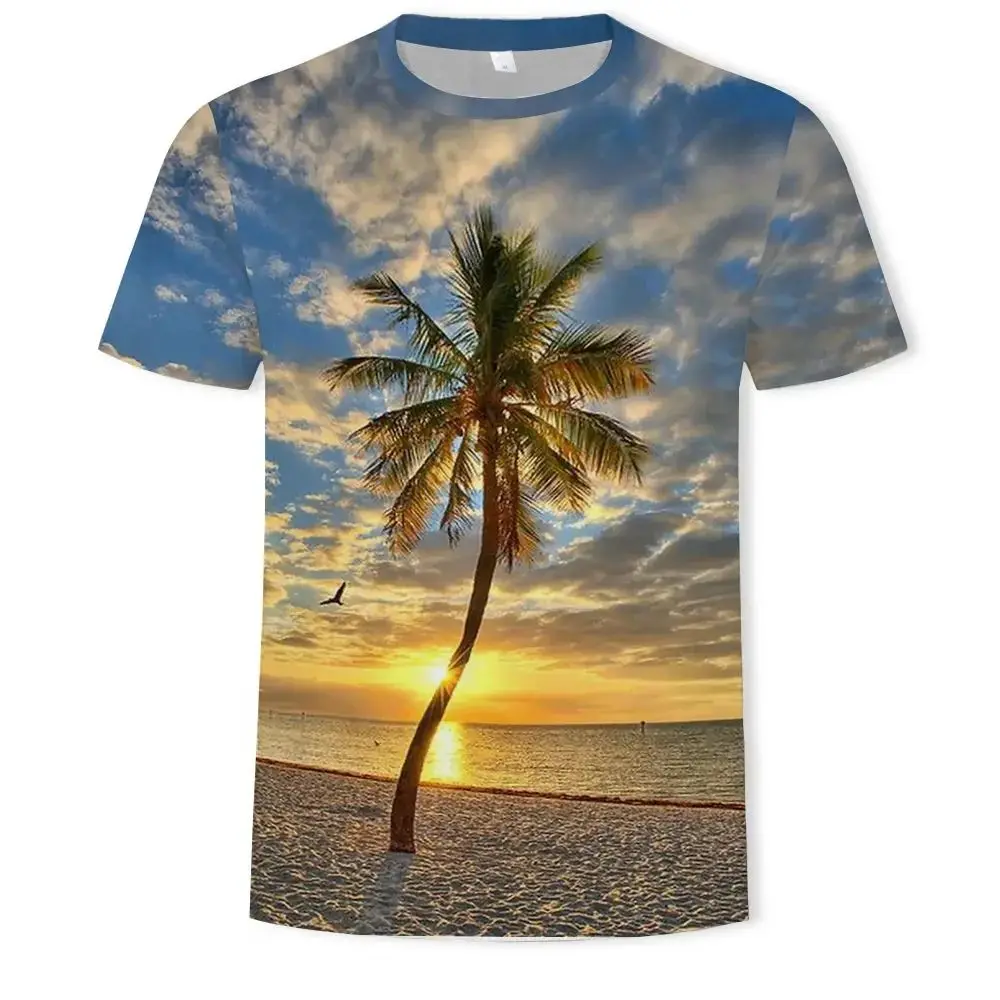 

Summer Men's Natural Landscape Interesting Street 3d Printed T-Shirt Fashion Casual O Collar Short Sleeve Everyday Simple Top