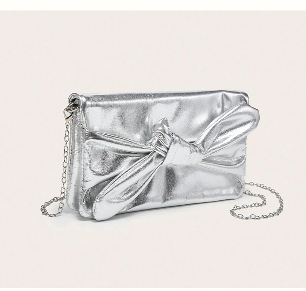 بو الجلود مطوي القوس سلسلة حقيبة كتف المرأة موضة ساحة فاخرة مساء مخلب حقيبة يد الإناث للمناسبات الرسمية