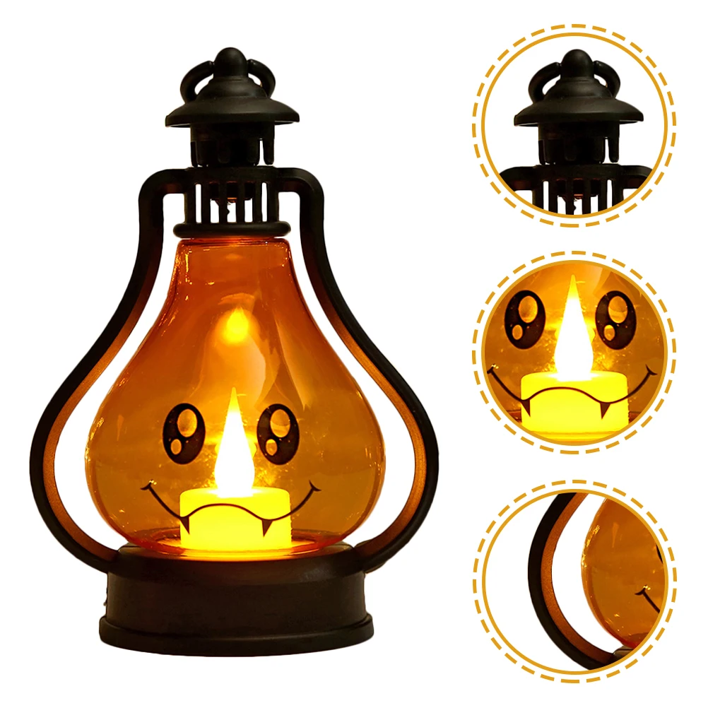 

1Pc Halloween Pumpkin Lantern Lightweight Plastic Hanging Lantern Spooky Halloween Room Decor LED Lamp Supplies