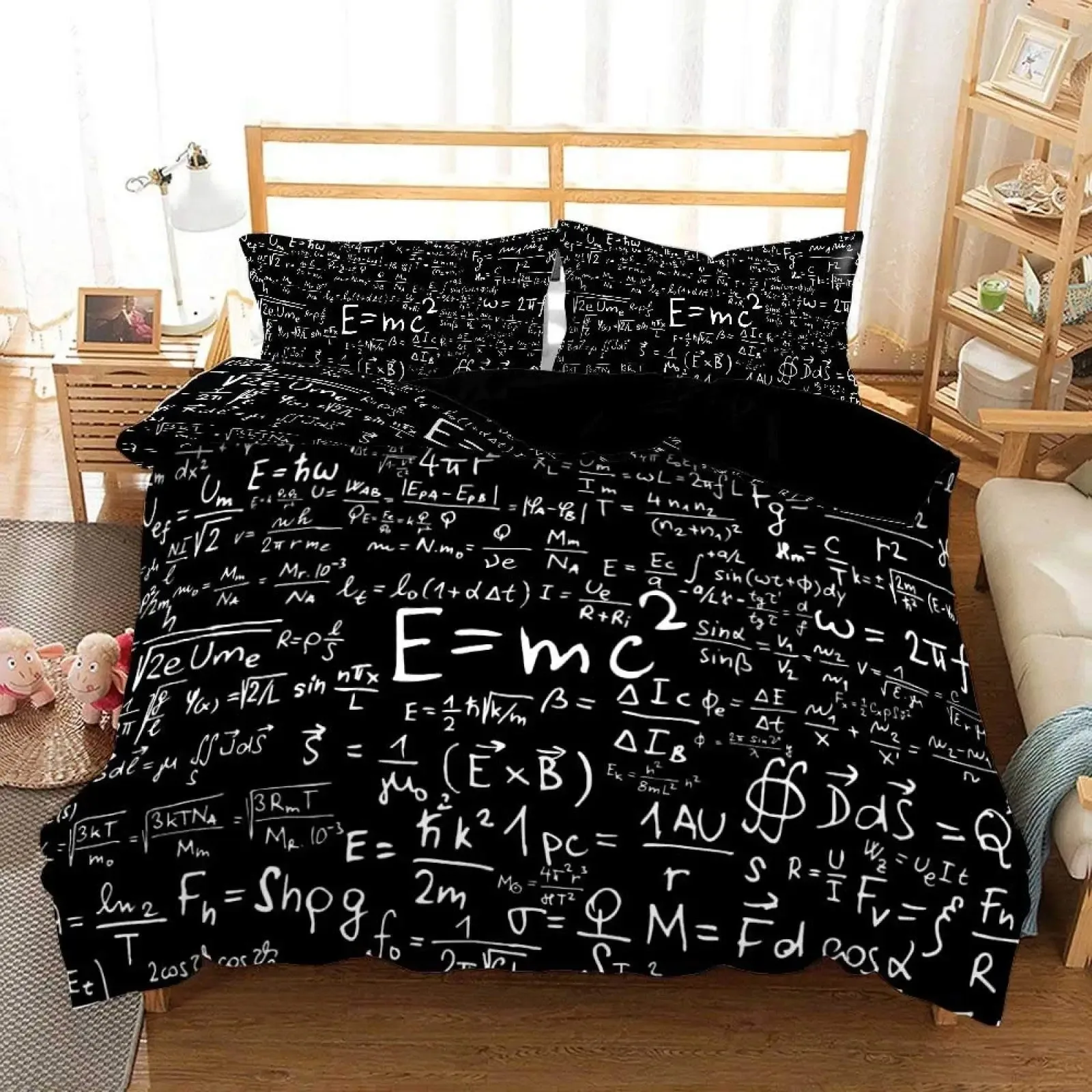 Immagine 4: Set Copripiumino con Equazioni Matematiche, Clessidra Viola Galassia, Copripiumino con Formule Fisiche, Set da Letto per Dormitorio, Geometria Scientifica
