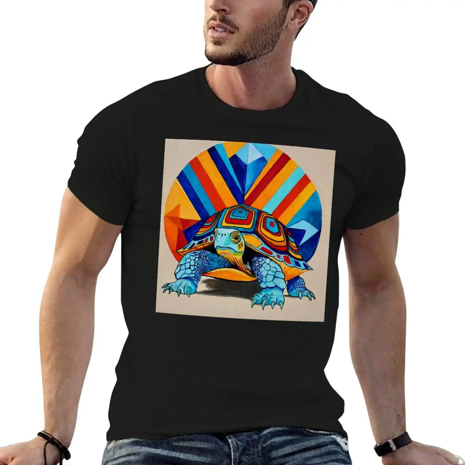T-shirt Slow and Steady, basique, uni, à manches courtes et col rond