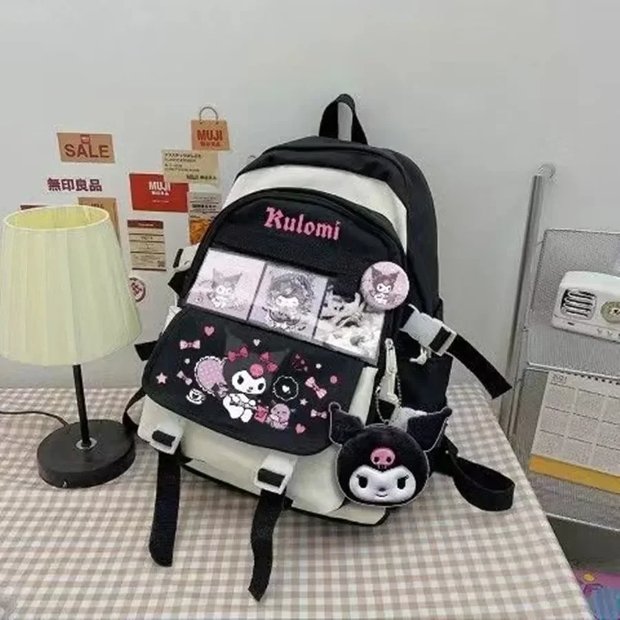 Sanrio Kuromi kaneel schattige cartoon schooltas rugzak meisje jongen student casual schooltas handtas reiskaarthouder