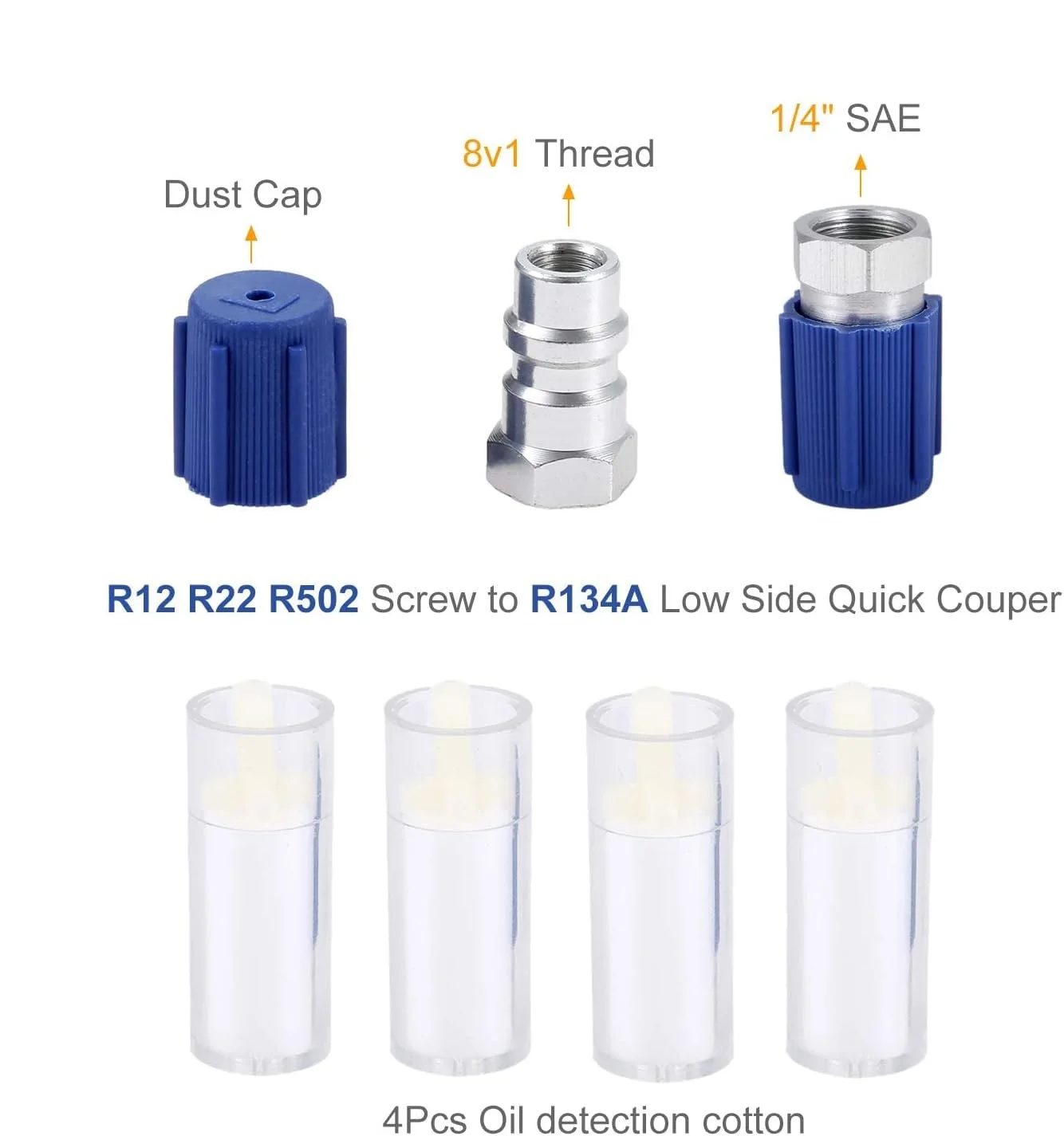 R134A AC Refrigerant Recharge Hose Kit with Pressure Gauge R12/R22 To R134A Low Pressure Retrofit Valve for R12 R22 Port