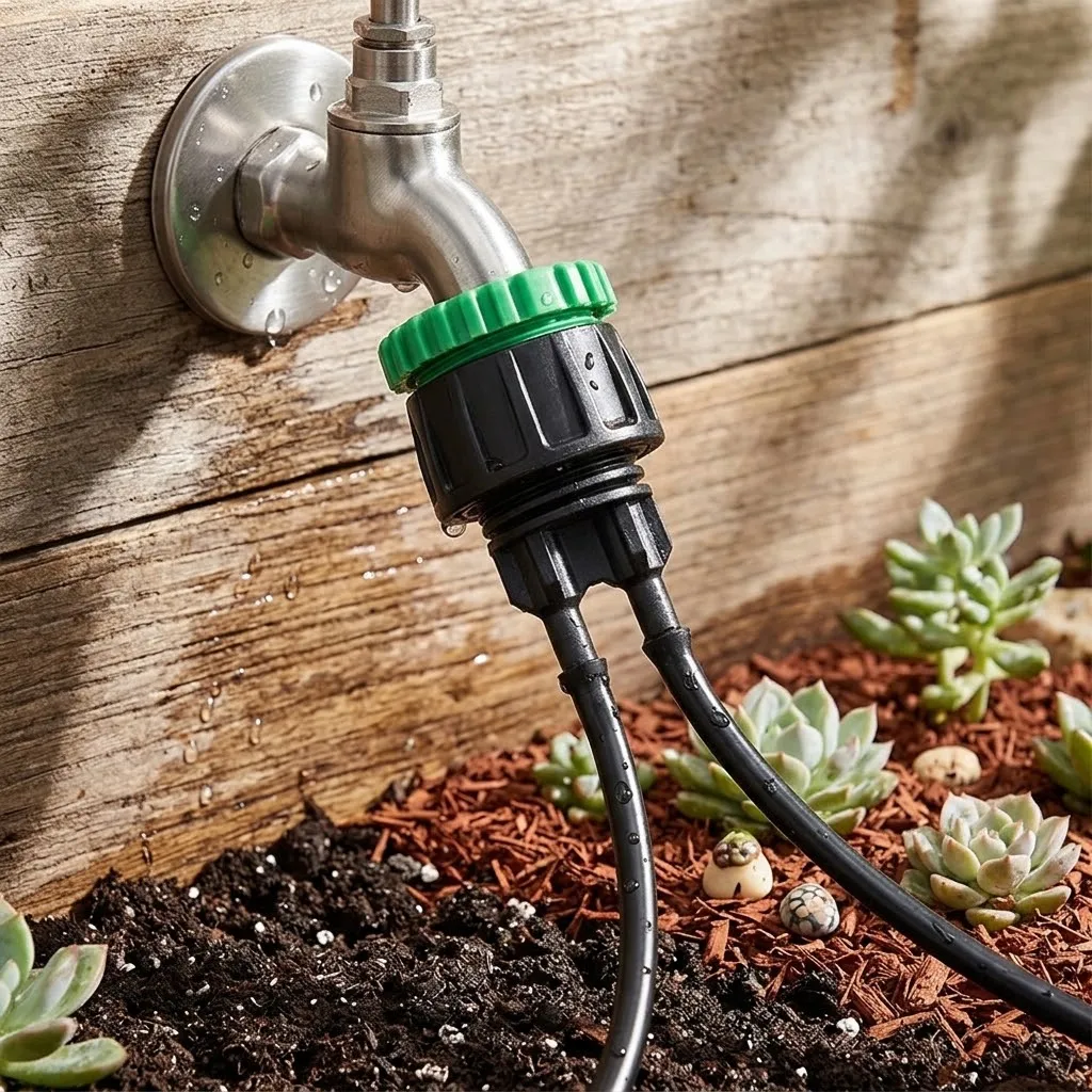 1PCS 1 4 Inch To 1 2 Inch 3 4 Inch Garden Hose Connector With Lock Nut Threaded Adapter For Outdoor Watering Garden Water System