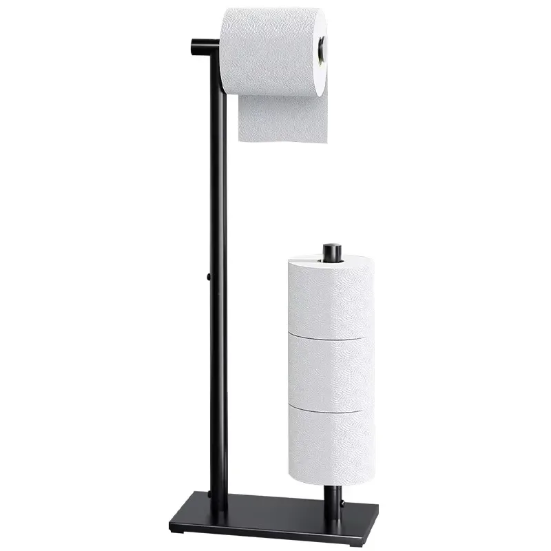 Chrome Plated Floor to Ceiling Long Pole Right Angle Tissue Holder for Home Hotel Kitchen and Bathroom