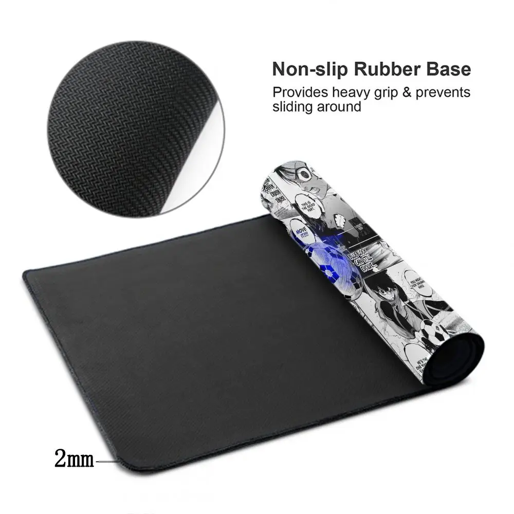 Black And White Manga Mouse Pad PC Anime Gamer Cabinet Mousepad Keyboard Rug Laptop Blue Lock Desk Mat Soft Carpet