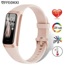 Pulseira de relógio inteligente Amoled para mulheres, frequência cardíaca, pressão arterial, pulseira impermeável, Sport Fitness Tracker, 2024