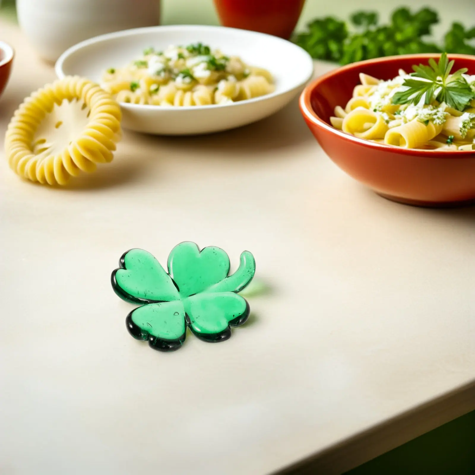 6Pcs Glass Chopstick Rests Four-Leaf Clover Shape St Patrick's Day Tableware Holder Dishwasher Safe Spring Themed Decorative