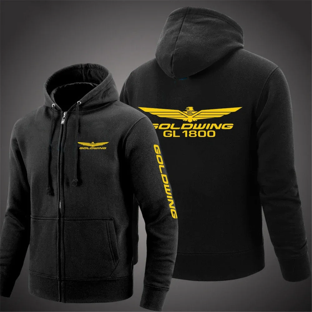 2024 New Goldwing GL1800 GL1500 Japan Motocycles Men's Spring and Autumn Zipper Hooded Pullovers Solid Color Long Sleeve Hoodie