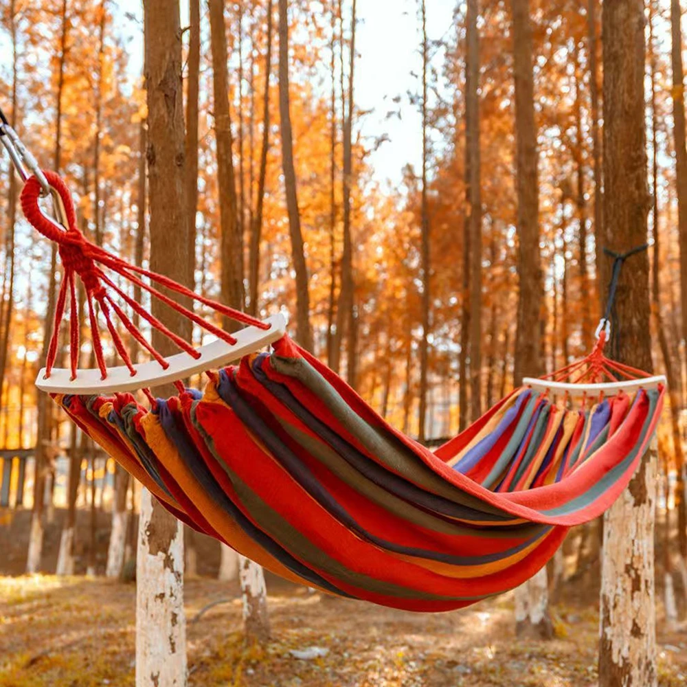 転倒防止ハンモック屋外用シングル厚手キャンバス寮用スイング大人用ハンモック
