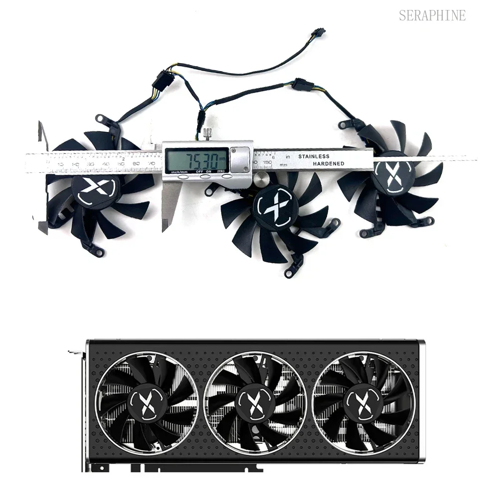 NEW Cooling Fan 75mm 4pin T128015SM RX6650XT GPU Fan for XFX Radeon AMD RX 6650XT OC V2 RX6600 XT Graphics Card