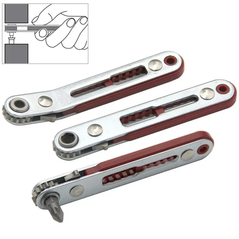 Right Angle Screwdriver Set Mini Ratcheting 90 Degree Offset Screwdriver Pocket Low Profile Ratchet Wrench Bit Socket Set image 2