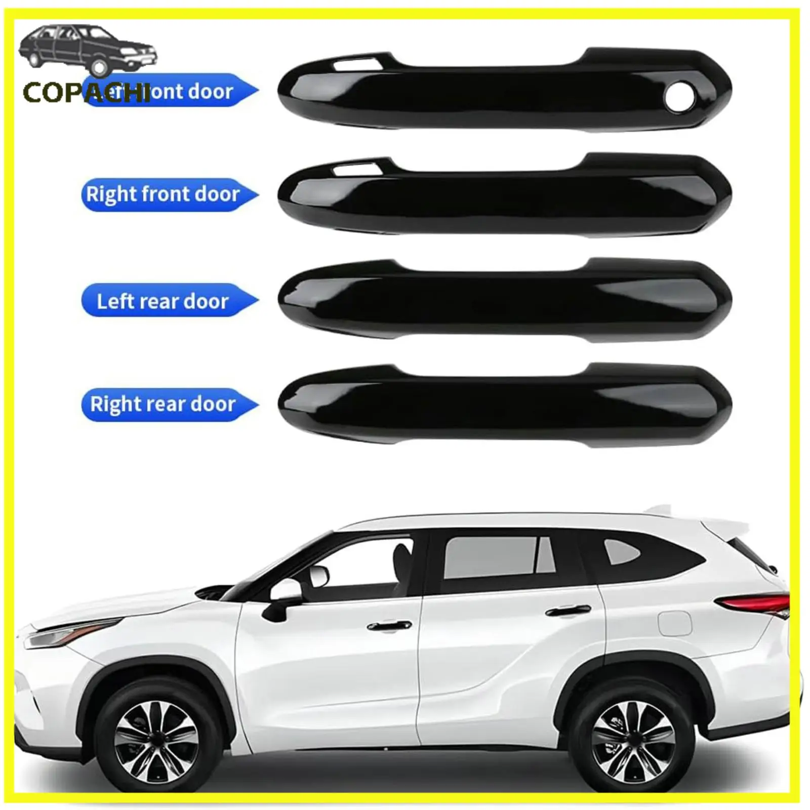 

4Pcs/Set Bright Black Front Car Door Handles Cover Trim For Toyota RAV4 2019-24 Car Interior Accessories Parts Replacement