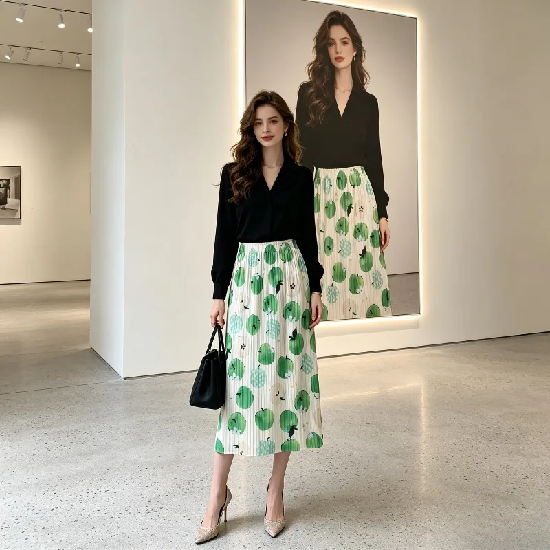 Miyake Pleated 2026 New Vintage Pleated Skirt for Women Summer Fashion Mid-Length Elegant Design Pleated Skirt for Women Pleat