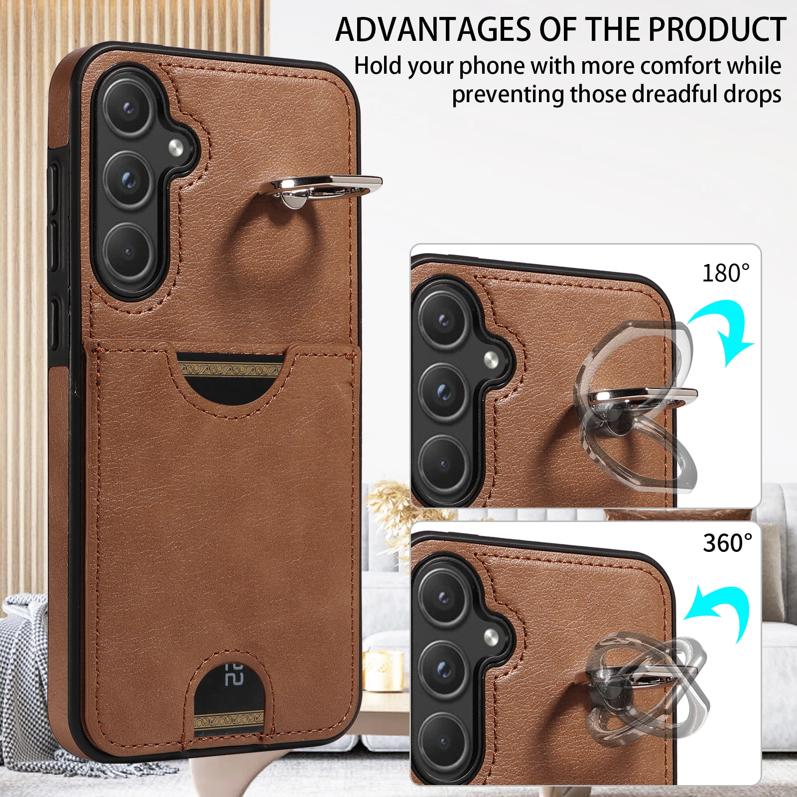 

Luxury Leather Wallet Phone Cover for Samsung Galaxy A55 5G/A73 5G/A35 5G/A25/A23 5G Business Credit Card Slot Silicone Cases