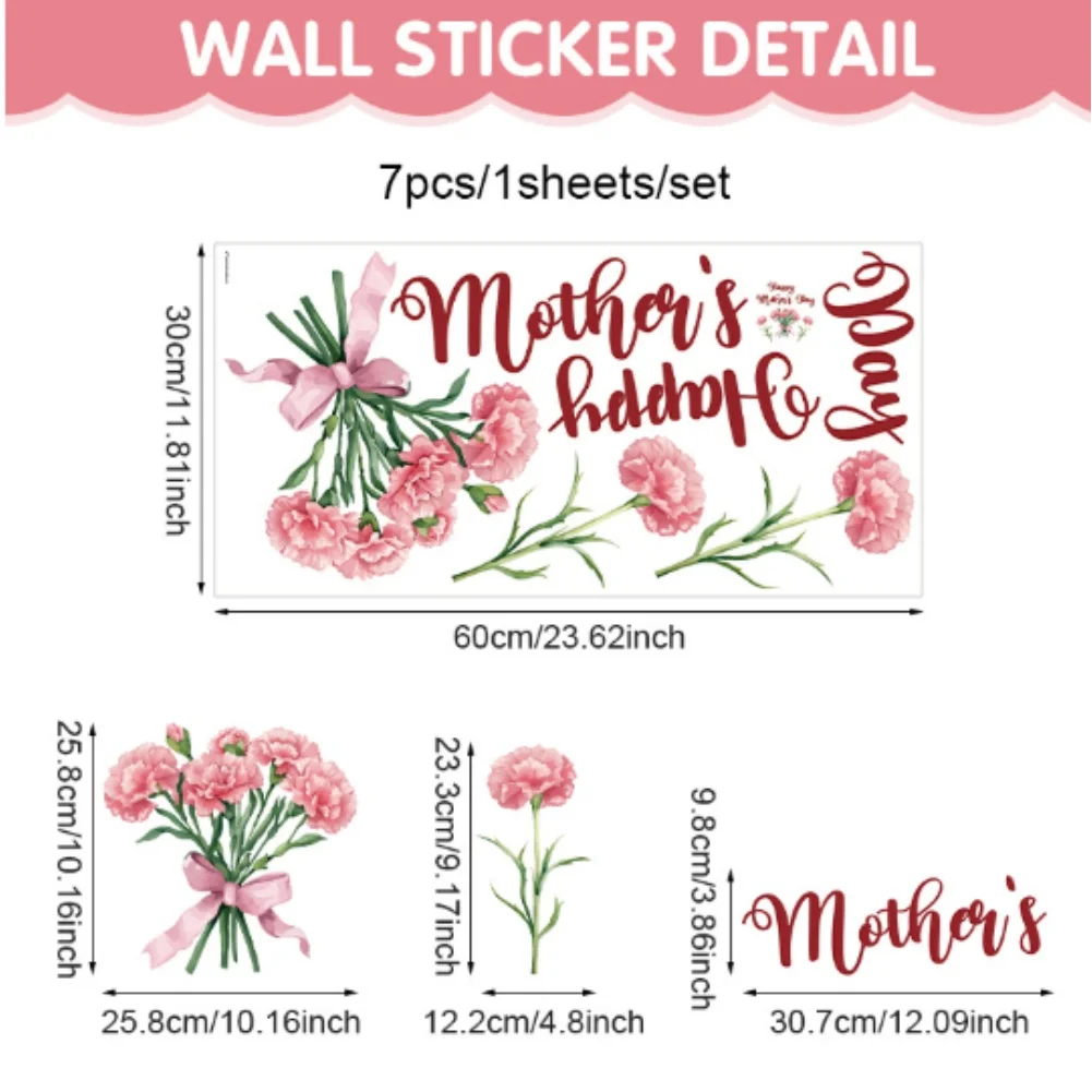 Self-Adhesive Decal Mothers Day Sticker Mother\'s Day Decor Lightweight PVC Home Decor Wall Sticker Long-lasting