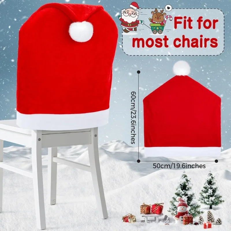 Integrated Wrap Red Flannel Christmas Chair Cover Dining Banquet Chair Cover Christmas Party Decor