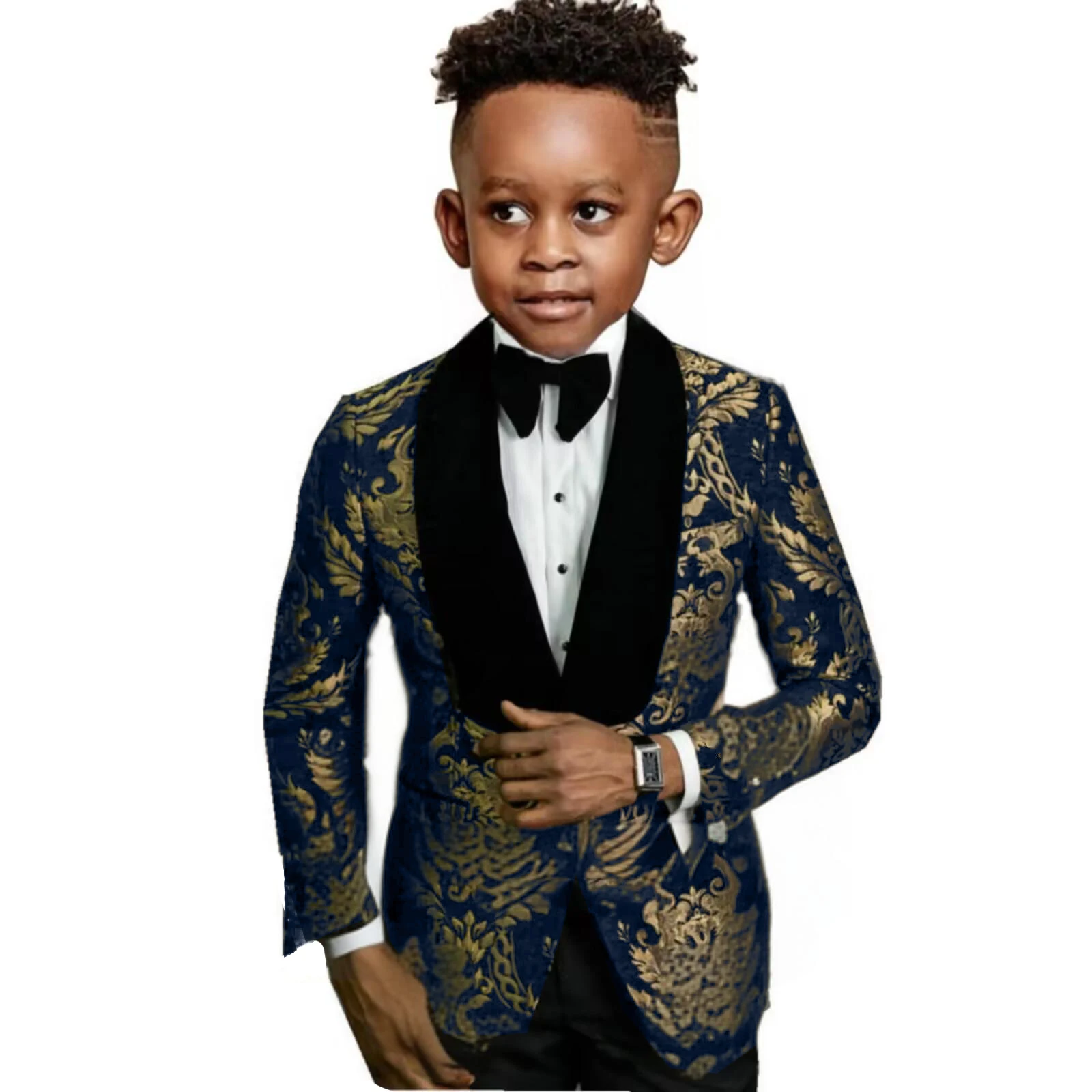 24H Ship Floral Suit Set For Kids, 3 Pieces Formal Boy's Suit Set, Formal Wedding Ring Bearer Child Tuxedo Performance Tuxedo