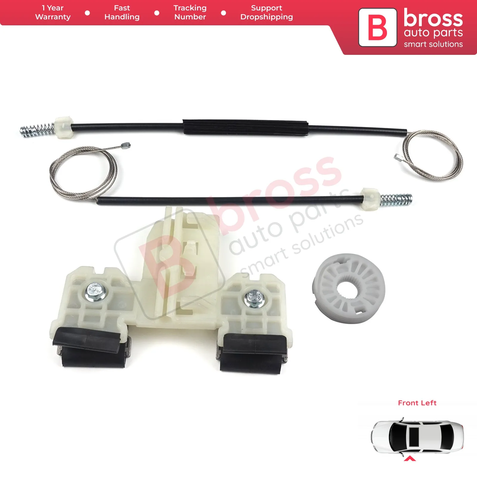 

Bross Auto Parts BWR5074 Electrical Power Window Regulator Repair Kit Front Left Door Side for Skoda Fabia 5J MG 2008-2014