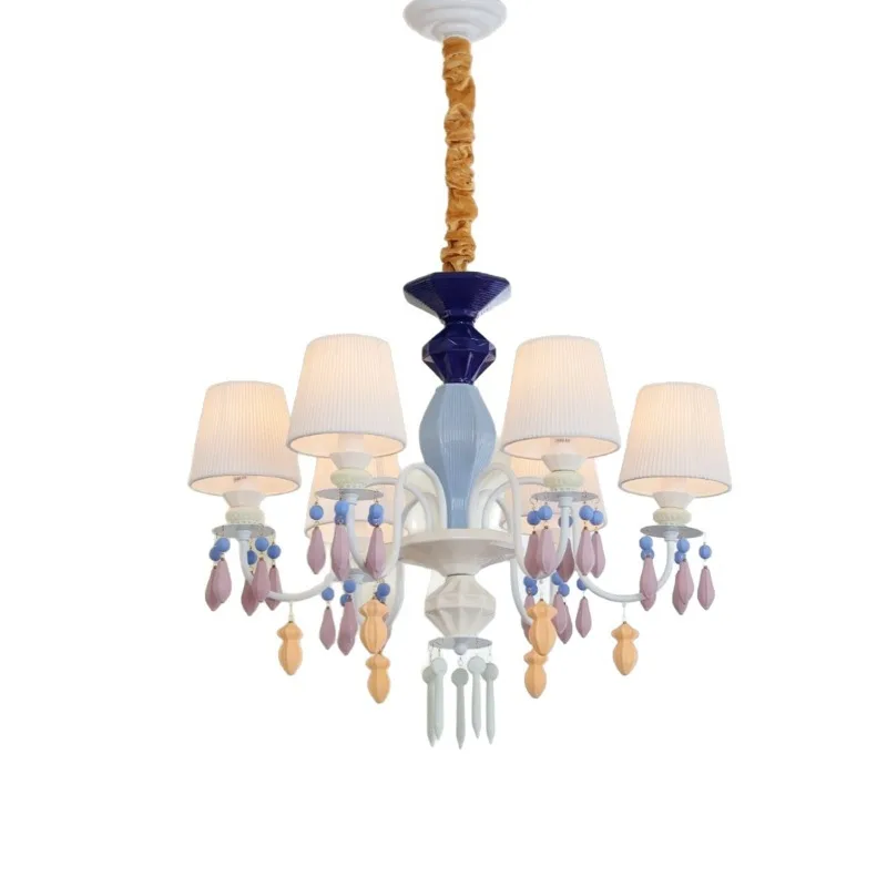 Dopamine princess bedroom room chandelier macaron ceramic daughter room lamp y