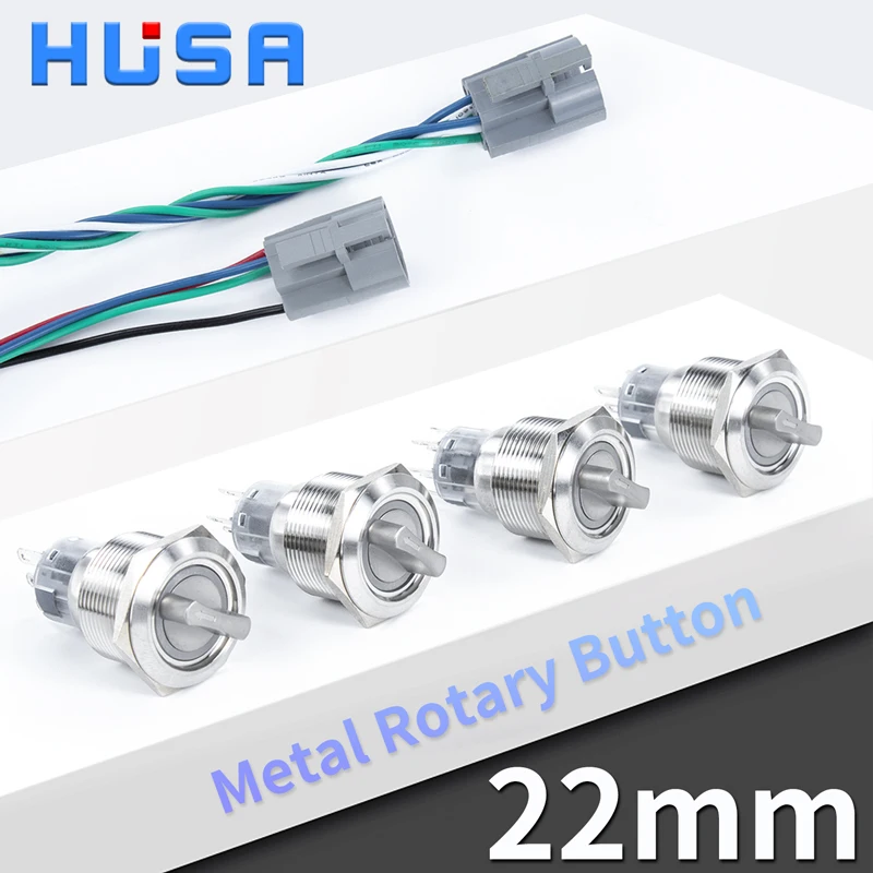 1Pcs 22mm Metal Rotary Push Button Switch 2/3 position self-locking self-reset retaining type with LED NO/NC ON OFF 5colors