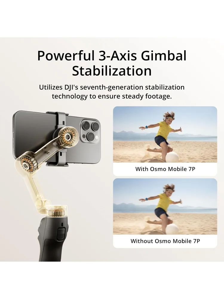 Mobile 7P Gimbal Stabilizer for iPhone, Android, Native Tracking, Lighting, 3-Axis Phone Gimbal, Quick Launch, One-Tap