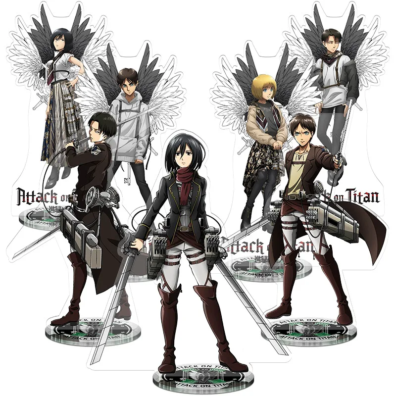 

Attack On Titan Wings Of Freedom Levi, Mikasa Eren Anime Acrylic Cartoon Figure Display Stand Model Plate Keychain Jewelry
