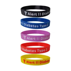 Fashion Type 1 Diabetes Silicone Bracelet Type 1 Diabetes Warning Word Hand Band Bracelet hot sale