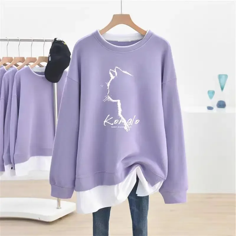 Kép 7: Dayifun-oversized hoodies Nők O nyakú sweatshirts Gúnyrajz nyomtatás tops Plus méret Bűvészkellék Két Akta Design Árad vmiből Ősz Új 2025 felső
