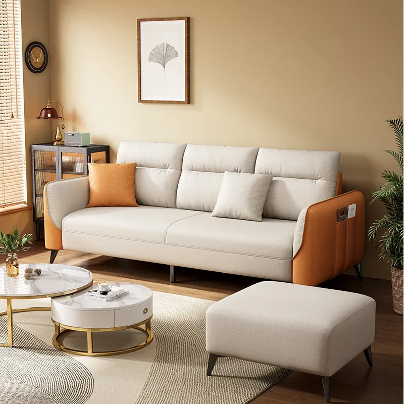 Luxury Wood Sofa, Unique Soft Design, White Comfortable Foam Style, Modern Lounge Puffs Couch Wohnzimmer Bedroom Furniture