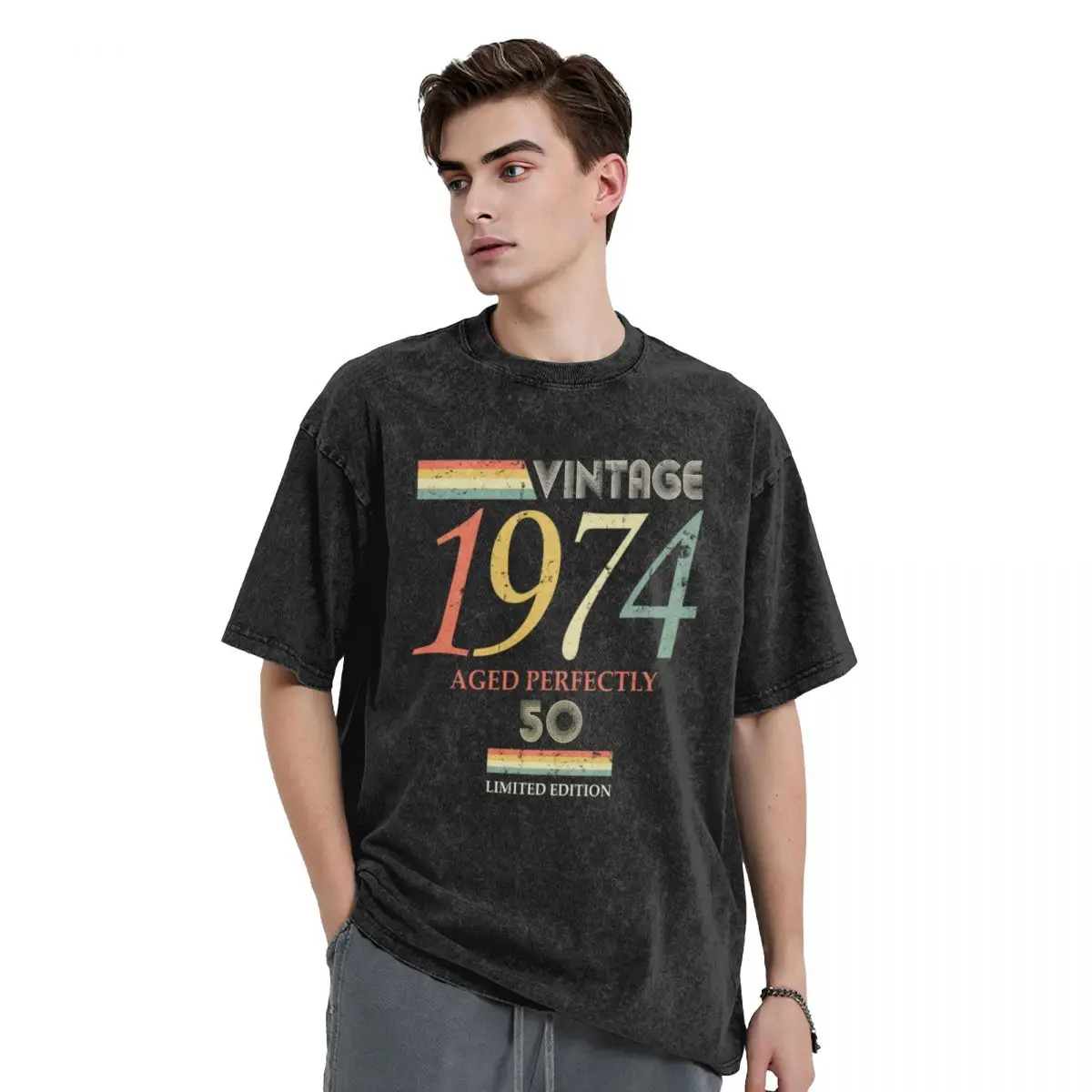 

Vintage 1974, 50th Birthday Aged Perfectly Gift T-Shirt shirts graphic man clothes tees men tshirt