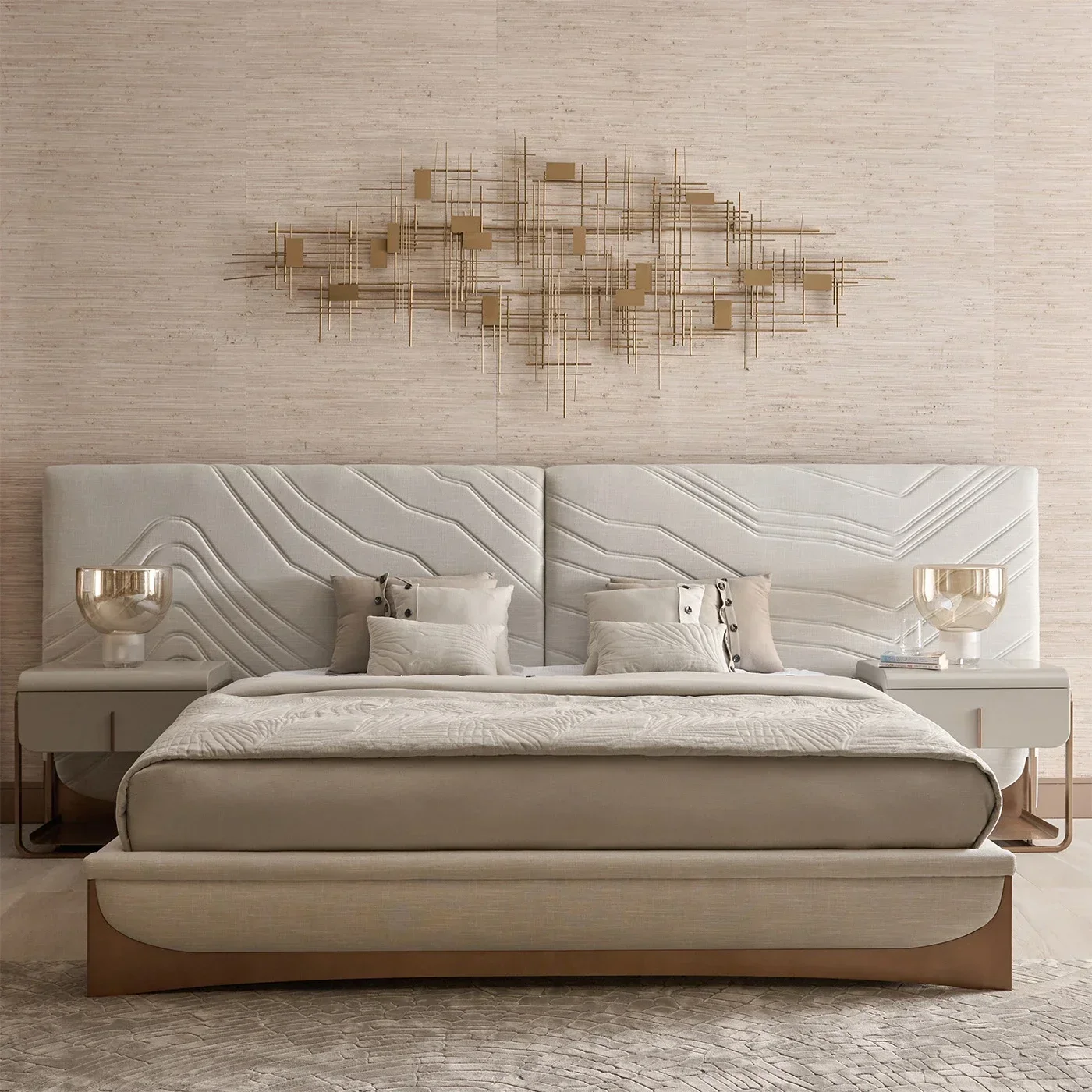 

King Size Bed Wholesale Hotel Bedroom Furniture Set Luxurious Luxury Up-holstered Beds Double Fabric Carton Pine Canopy Bed